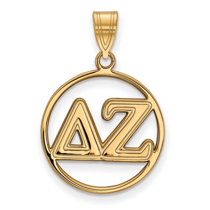 14k Plated Silver Delta Zeta Medium Circle Greek Letters Pendant